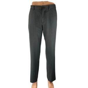 Perry Ellis Men's Gray Pinstriped Mid Rise Straight Trousers Dress Pants 32/32